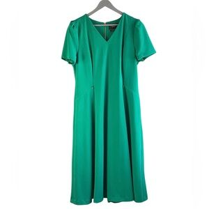 Investments Vibrant Green Midi Dress puff Sleeves fit and flare MIDI Dress